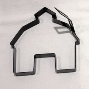 Stainless Steel House Shaped Egg Pancake Ring Mold Handle Black NWOT